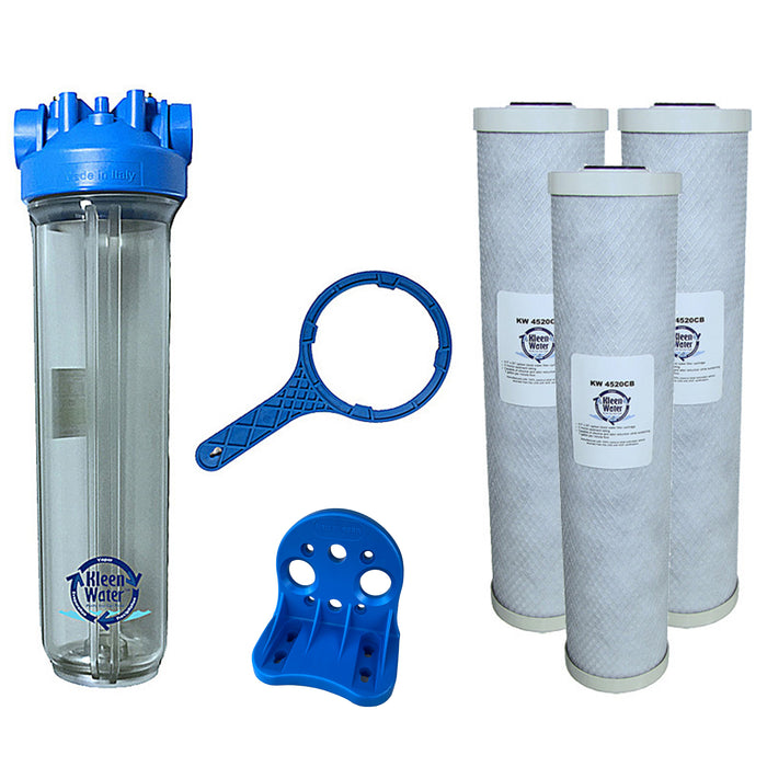 KleenWater Premier4520 Whole House Chlorine Filter System with Three Carbon Cartridges