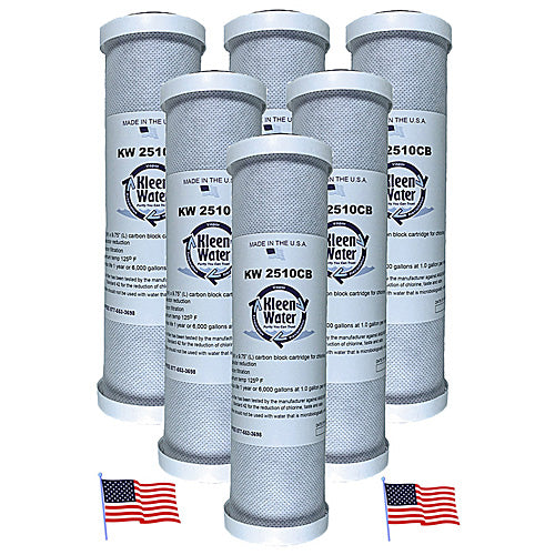 Six FXWTC GE Compatible Carbon Water Filters - 2.5 x 10 Inch