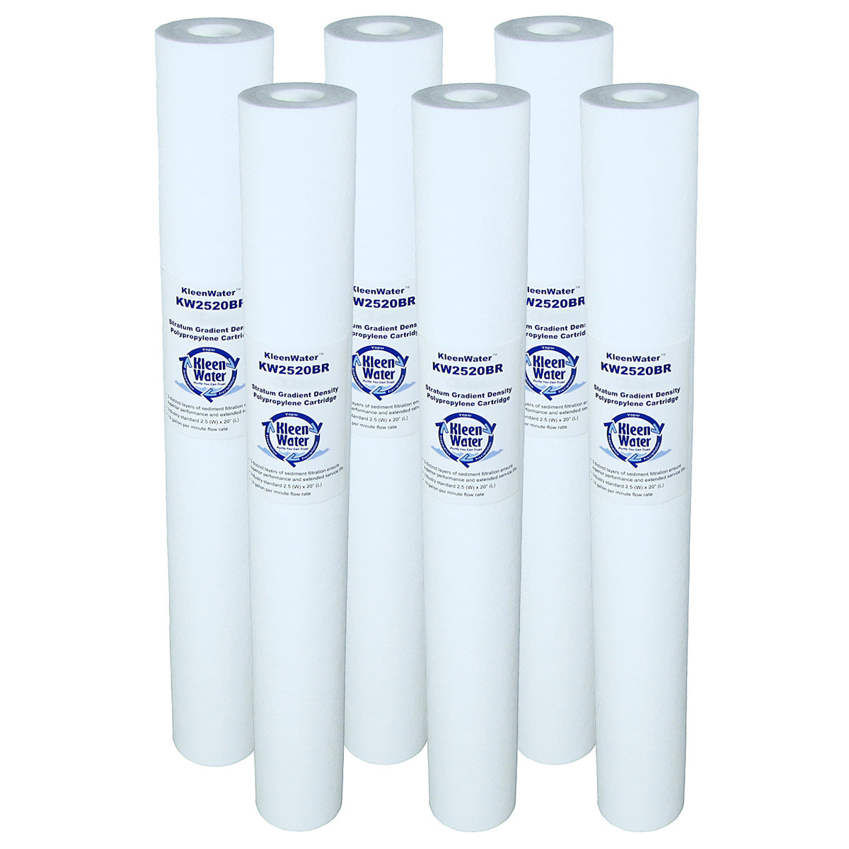 Six PX20-20 GE Compatible Water Filters - 2.5 x 20 Inch - 20 Micron
