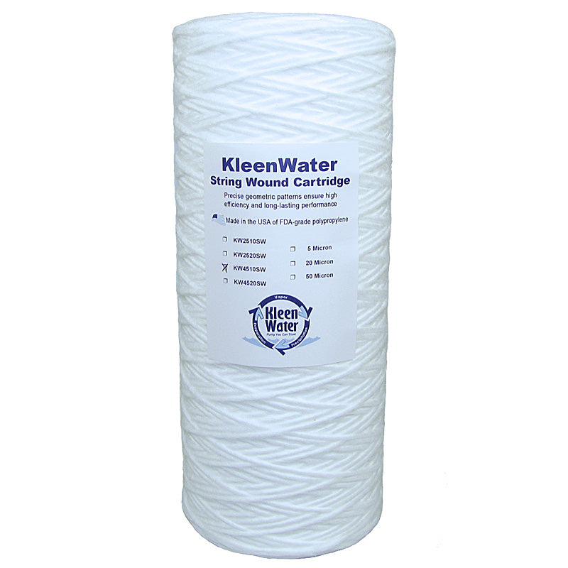 String Wound Water Filter, Sediment Replacement Cartridge, 4.5 x 9.75 - Kleenwater