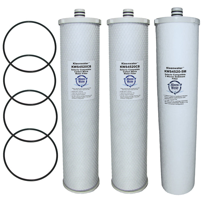 KleenWater Filters Compatible with Everpure CB20-302-CB20-302E systems and Everpure EV9105-02 CC1E/CC3E Cartridges, Set of 3