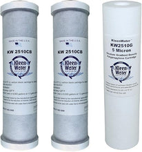 KleenWater Three Cartridge Replacement Set compatible with Whirlpool WHERPF Reverse Osmosis (RO) Filter And Systems Requiring 2.5 X 9.75 Inch Double Open End Cartridges, Made in USA