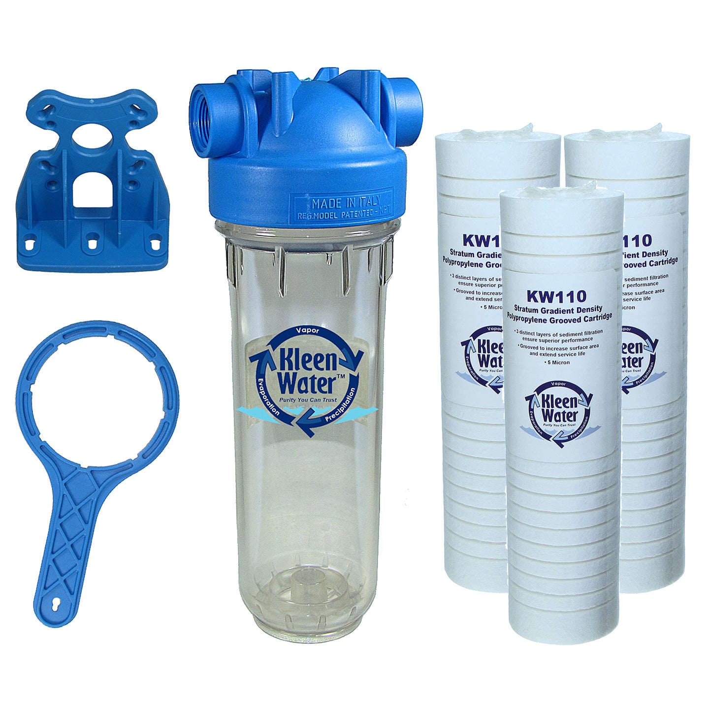 KleenWater 2.5 x 10 Inch Whole House Sediment Water Filter System