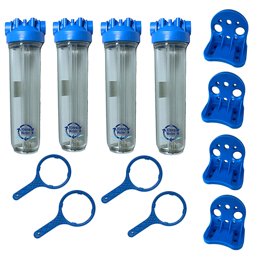 Water Filter Unit Complete Set Professional Installer Multi Whole House Water Filter Set - 4.5 x 20 ...