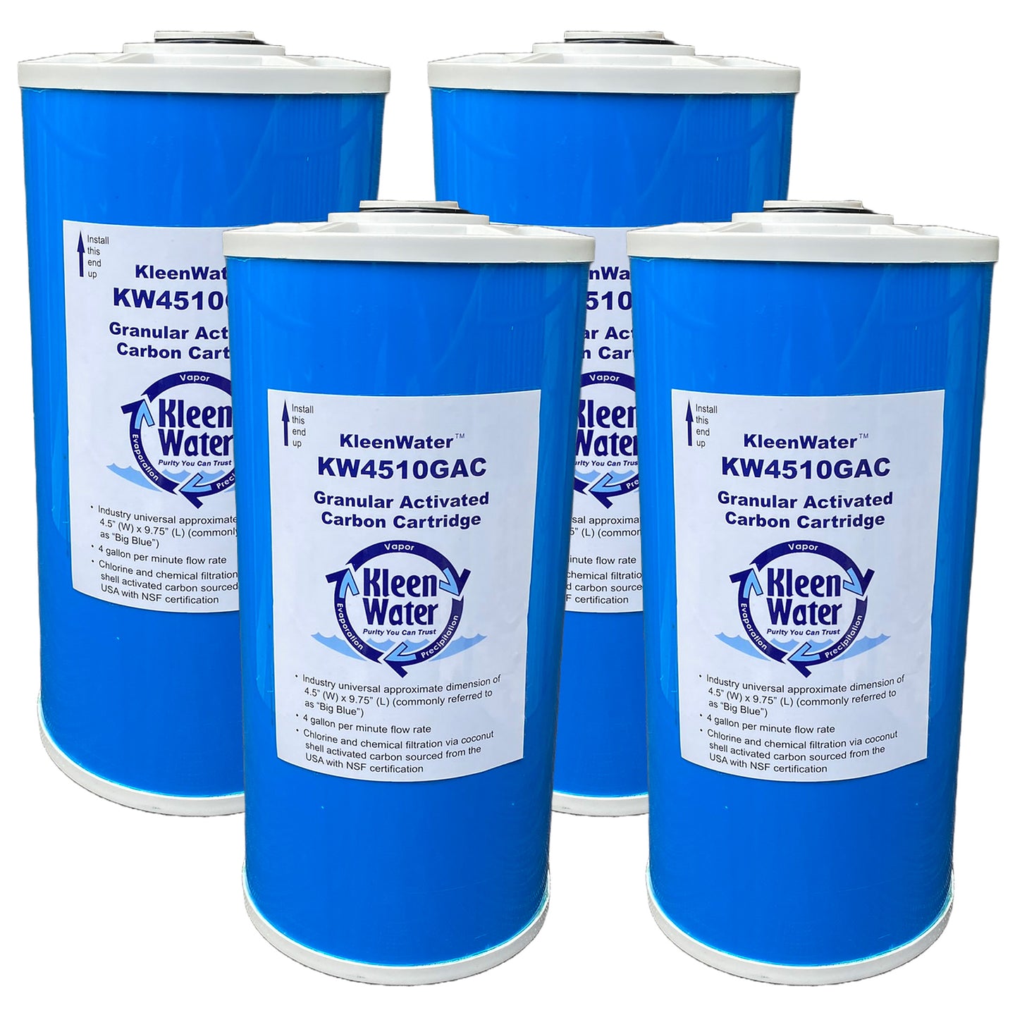 Four Whirlpool WHKF-WHPCBB Compatible Carbon Water Filter Cartridges