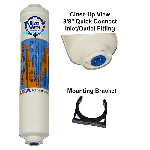 Omnipure K2533 KK Inline Refrigerator Water Filter - 3/8 Quick Connect - Kleenwater