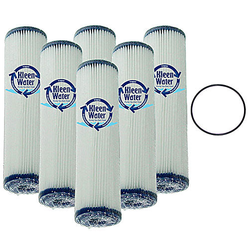 Six Whirlpool WHKF-WHPL Compatible Pleated Water Filters with O-ring