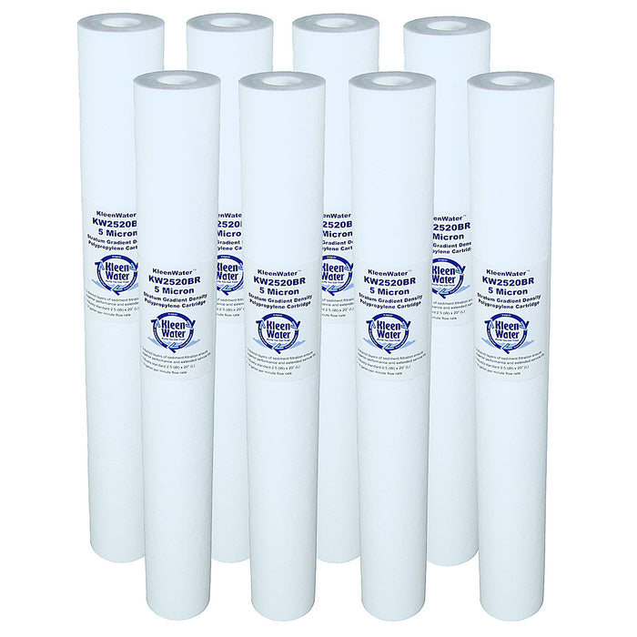 Eight P2520, P5-20 Pentek Compatible Water Filters - 2.5 x 20 Inch