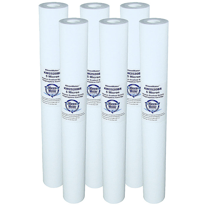 Six PX05-20 GE Compatible Water Filters - 2.5 x 20 Inch - 5 Micron
