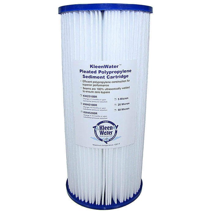 Pleated Dirt Rust Sediment Water Filter Cartridge 4.5 x 10 Inch - Kleenwater
