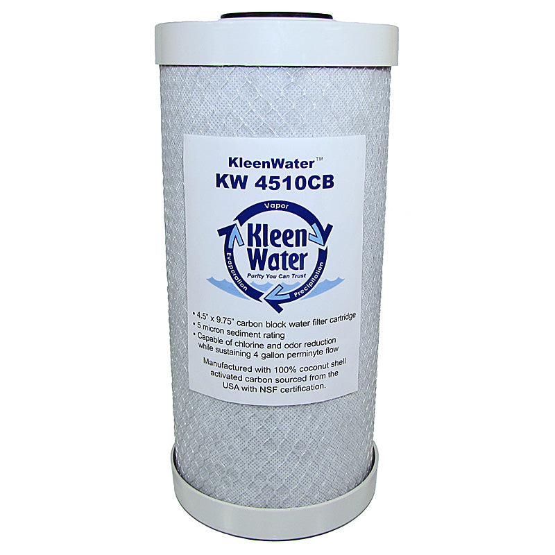 Carbon Block Water Filter Cartridge - 4.5 x 10 Inch - 5 Micron - Kleenwater