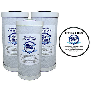 Three Whirlpool WHEF-WHPCBB Compatible Carbon Water Filters Plus Oring