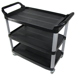 Small Black Crayata 3 Shelf Rolling Utility Cart, 350 Pound Weight Capacity, 33L x 17W x 38H (inches)