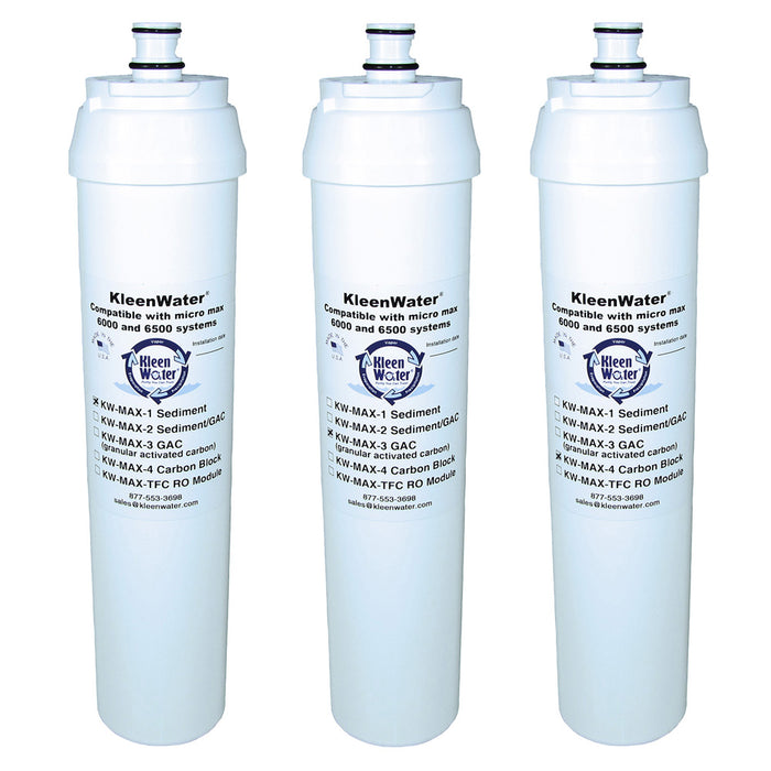 KleenWater Compatible Filters for Micro Max 6500, Set of 3