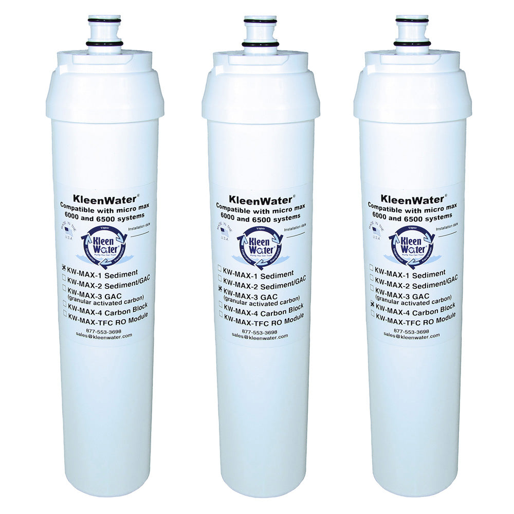KleenWater Compatible Filters for Micro Max 6500, Set of 3