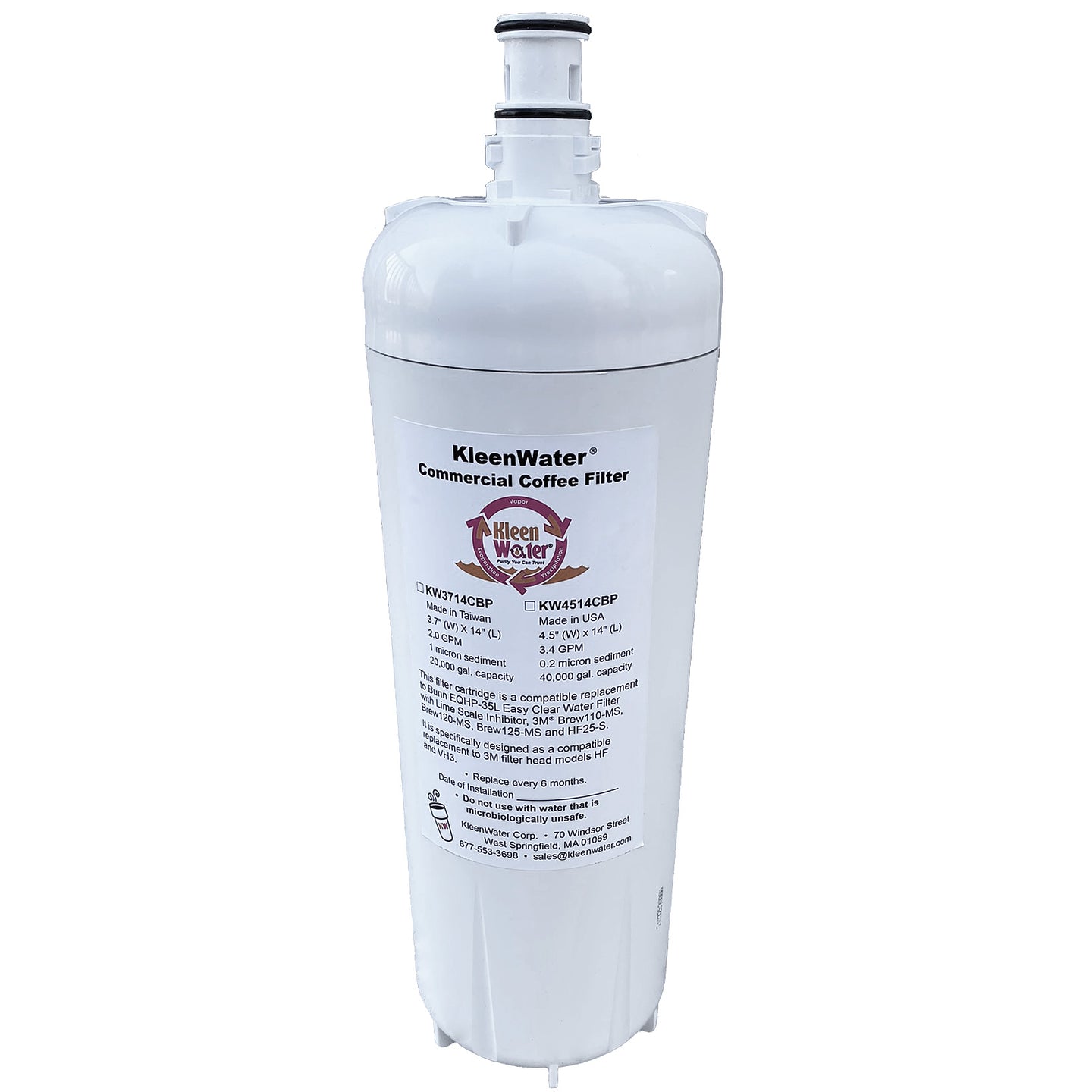 Kleenwater Commercial Ice and Coffee Filter Compatible Replacement for 3M HF60-S and Bunn EQHP-35L - Made in the USA